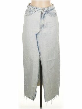 ZARA Asymmetrical Stonewashed Denim Midi Skirt Women’s Size M